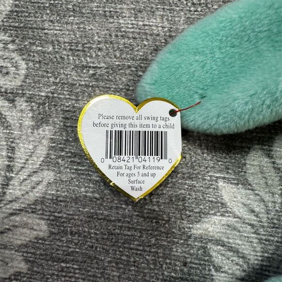 TY Beanie Baby Hippity the Green Bunny 1996 Plush Toy - Picture 7 of 10